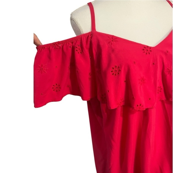 Hot Pink Off-the-Shoulder Ruffle Top with adjustable straps size 1 (14-16) EUC - Picture 4 of 10